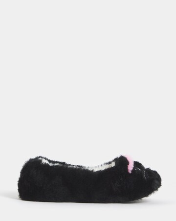 Brandy Cat Fluffy Ballerina Slippers - Wide Fit (E)