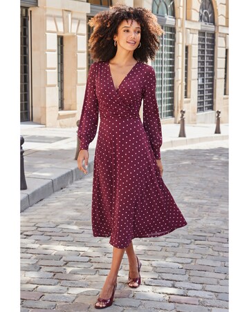 Sosandar Spot Ruched Midi Dress