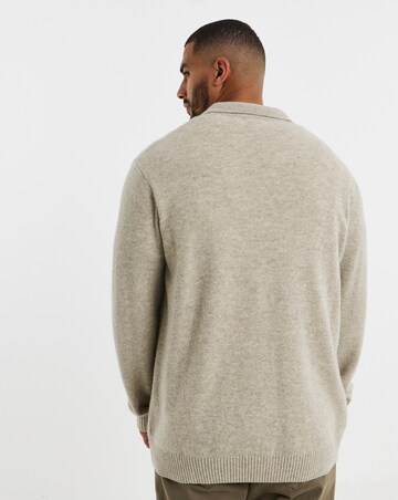 Lambswool Trophy Neck Slouch Knitted Polo