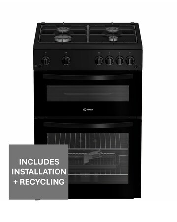 Indesit ITG6GB 60cm Gas Twin Cooker - Black + Installation