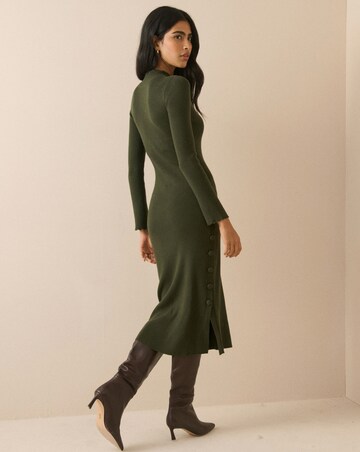 NOBODY'S CHILD PETITE SIDE BUTTON MIDI DRESS