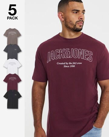 Jack & Jones George Logo 5-Pack T-Shirts - Multi