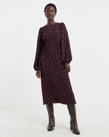 Puff Sleeve Chocolate Spot Dress