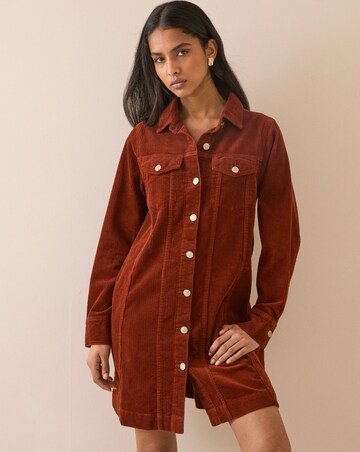 NOBODY'S CHILD LS SHEENA CORD SHIRT DRESS