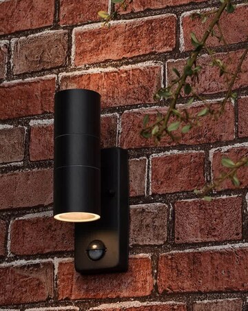 ValueLights Black Outdoor Up Down IP44 PIR Motion Sensor Light - Bulb Included