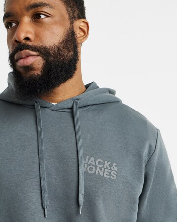 Jack & Jones Corp Logo Hoodie - Grey Blue