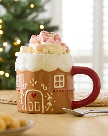 Gingerbread Kitchen House Shaped Mug and Hot Chocolate
