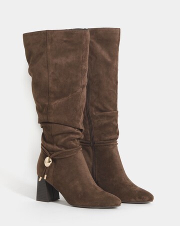 Sabrina Rouched Pointed Knee High Boots - Wide Fit (E) & Curvy Calf