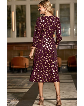 Sosandar Metallic Spot Print Wrap Dress