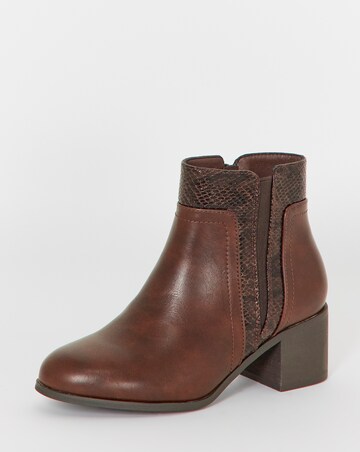 Cushion Walk Elasticated Contrast Snake Heeled Boots - Extra Wide Fit (EEE)