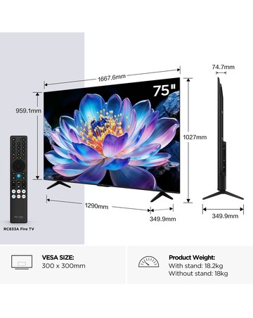 TCL 75V6D-UK 75in 4K HDR10+ Dolby Atmos Smart Fire TV