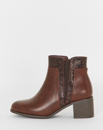 Cushion Walk Elasticated Contrast Snake Heeled Boots - Extra Wide Fit (EEE)