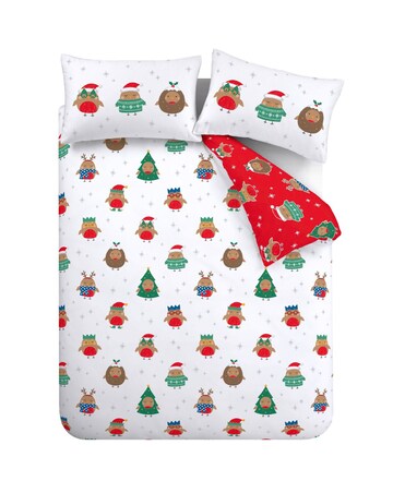 Catherine Lansfield Christmas Party Robins Duvet Cover Set
