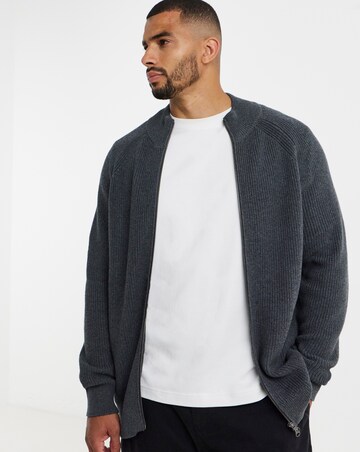 Fisherman Knitted Zip Through Cardigan