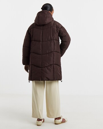 Burgundy Mid Length Padded Coat