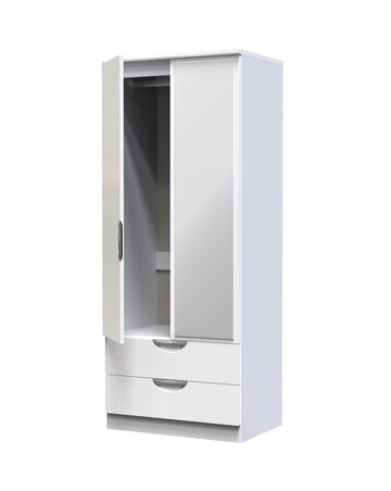 Haydn Ready Assembled 2 Door 2 Drawer Mirrored Wardrobe - Kids