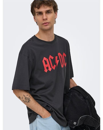 Only & Sons ACDC Relaxed Fit T-Shirt - Black