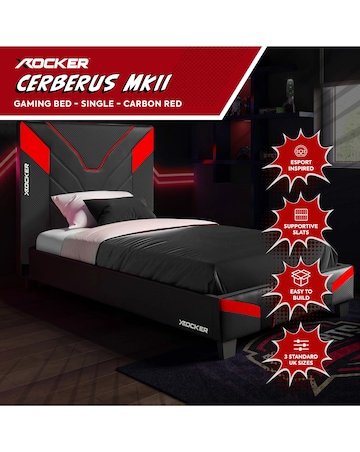 X Rocker Cerberus MKII Gaming Single Bed in a Box - Carbon Red