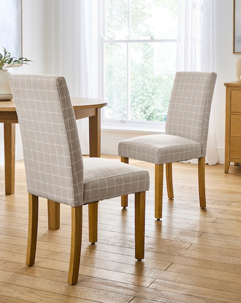 Ava Pair of Checked Dining Chairs