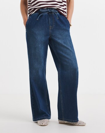 Mid Blue Wide Leg Jogger Jeans