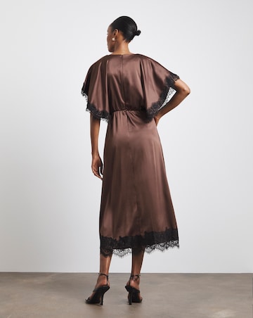 Joanna Hope Satin Lace Trim Midi Dress