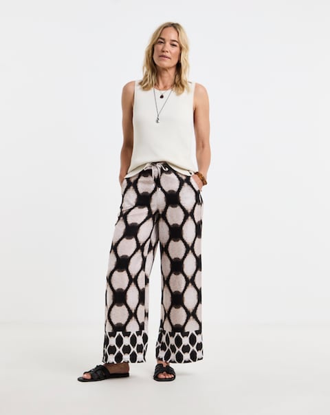 Abstract Herringbone Wide Leg Trouser