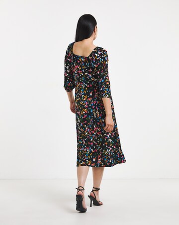 Square Neck Jersey Midi Dress