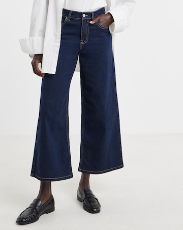 24/7 Dark Blue Wide Crop Jeans