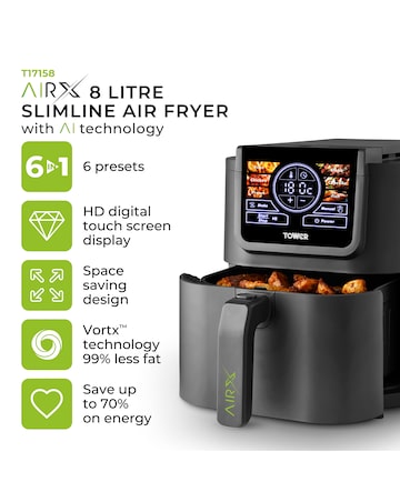 Tower T17158 AI5 8L VIPS Digital Air Fryer Grey