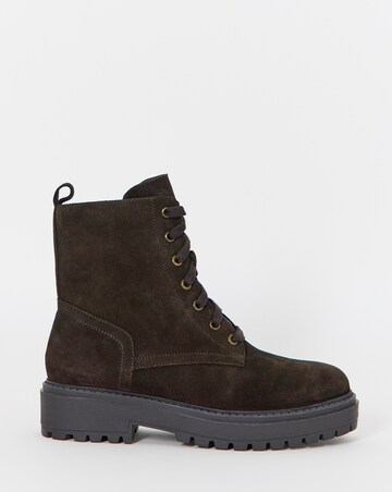 Serena Suede Chunky Lace Up Boots - Wide Fit (E)