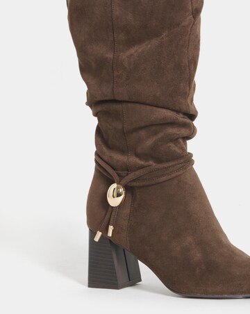 Sabrina Rouched Pointed Knee High Boots - Wide Fit (E) & Curvy Calf