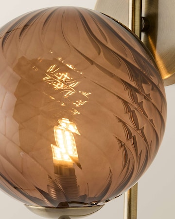 ValueLights Sydney Brushed Brass with Brown Swirl Glass Wall Light