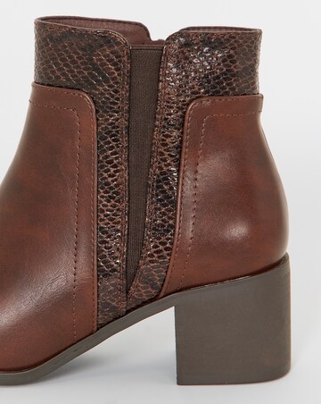 Cushion Walk Elasticated Contrast Snake Heeled Boots - Extra Wide Fit (EEE)