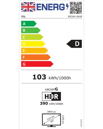 TCL 85C6K-UK 85in 4K Mini LED HDR Smart Fire TV with Freely