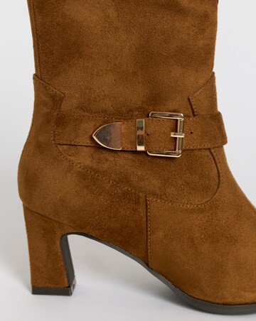 Heather Buckle Detail Heeled Ankle Boots - Extra Wide Fit (EEE)