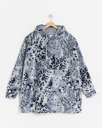 Oversized Leopard Print Fleece Hooded Lounge Dress