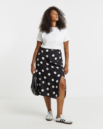 Mono Spot Print Midi Skirt