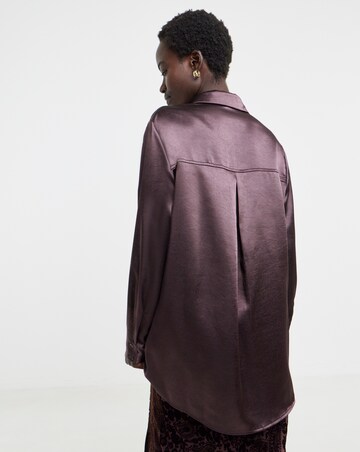Berry Liquid Satin Oversized Shirt