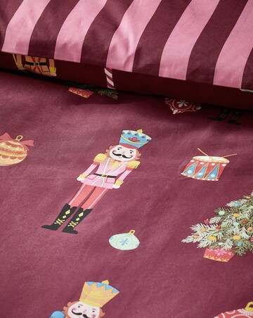 Catherine Lansfield Christmas Nutcracker Stripe Duvet Cover Set