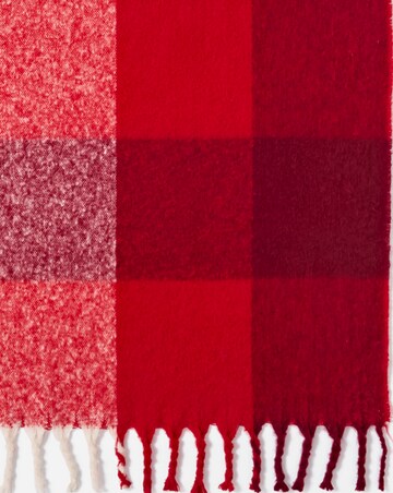 Checked Faux Mohair Throw - Red