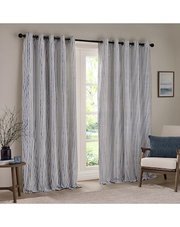Yard Hebden Striped 100% Cotton Eyelet Lined Curtains