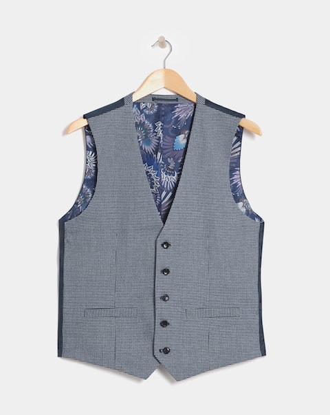 Lewis Blue Puppytooth Waistcoat