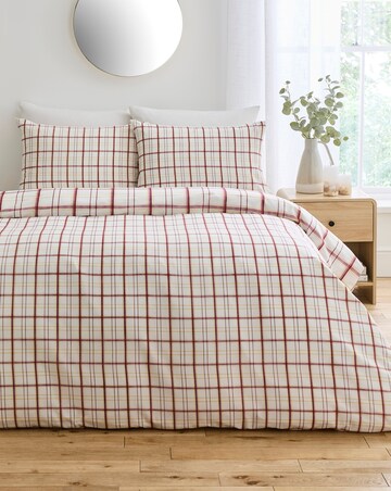Painted Check Cotton Blend Reversible Duvet Cover Set