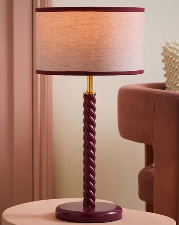 ValueLights Amara Pink Twist Table Lamp with Colour Match Inner Shade