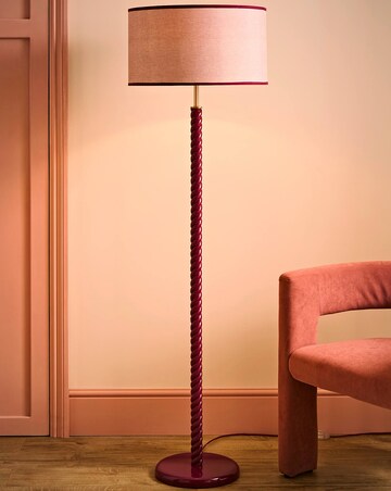 ValueLights Amara Pink Twist Floor Lamp with Colour Match Inner Shade
