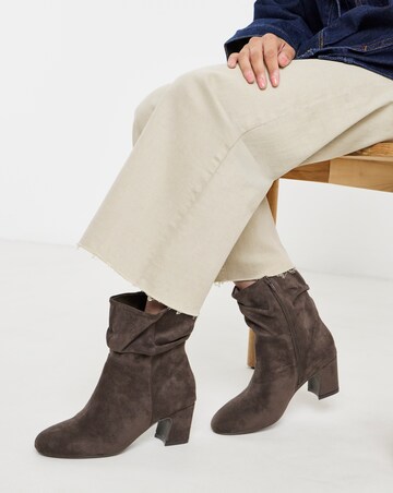 Gabby Soft Ruched Block Heel Ankle Boots - Wide Fit (E)