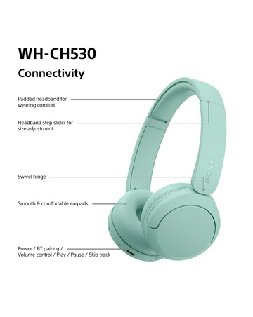Sony WH-CH530 Wireless On-Ear Headphones - Mint