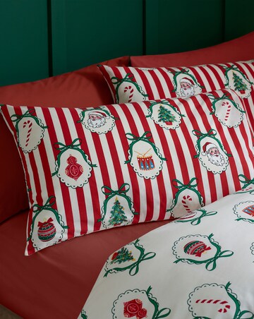 Catherine Lansfield Christmas Vintage Stripe Duvet Cover Set