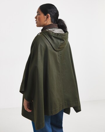 Khaki Cord Collar Coated Cape Jacket