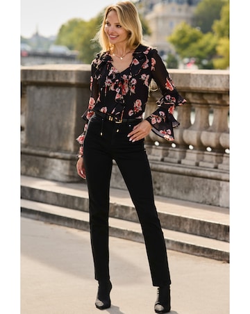 Sosandar Petite Tier Sleeve Ruffle Blouse
